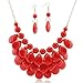 Coffled Women's Alloy Chain Acrylic Chunky Statement Bib Necklace (Multi-color) 18 (Rose Red)