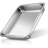 15.7" 304 Stainless Steel Cookie Baking Sheet, Thick Sheet Pan, Oven Baking Tray Nonstick, Easy Clean Sheet Cake Pan for Roasting Appetizer Serving Prep (Silver)