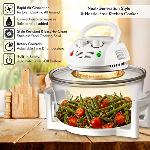 NutriChef Air Fryer, Halogen Infrared Convection Oven Large 13 Quart
