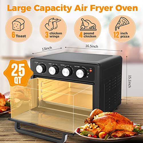Toaster Oven Air Fryer Combo, 24 Preset Modes Air Fryer Oven and Convection Toaster Oven, 360