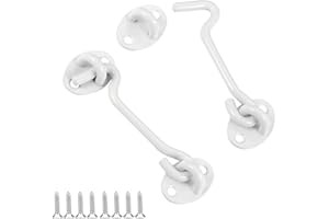 Dluno 2-Pack White 4" Privacy Hook and Eye Latch for Door Latch Lock Heavy Duty Solid Stainless Steel Door Latches for Barn Doors, Sheds, Wooden Fences