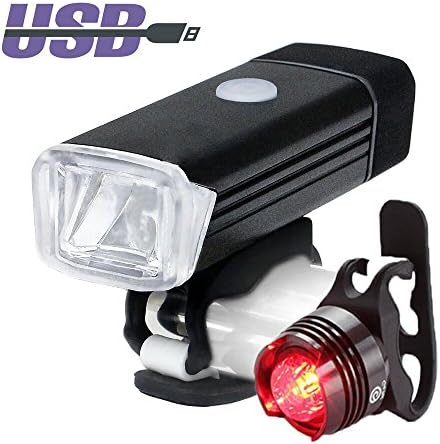 Super Bright Bike Light Set USB Rechargeable LED Bicycle Light Set Easy To Mount Rechargeable Bike Headlight and Taillight-Best Front and Back Light Compatible With City Bicycle,Mountain,Road,Kids