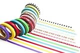 Piokio Thin Washi Masking Tape Set of 15 Rolls Colored Decorative Tape for Scrapbooking,Home Decor, DIY Craft Projects