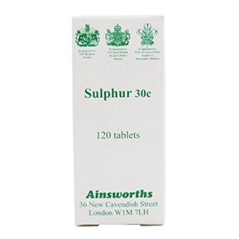 Ainsworths 30C Sulphur Homoeopathic Remedy - Pack of 120 Tablets