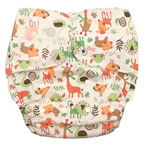 Happy Endings Teen / Adult Hook & Loop Closure Reusable Cloth Diaper Incontinence -Animals