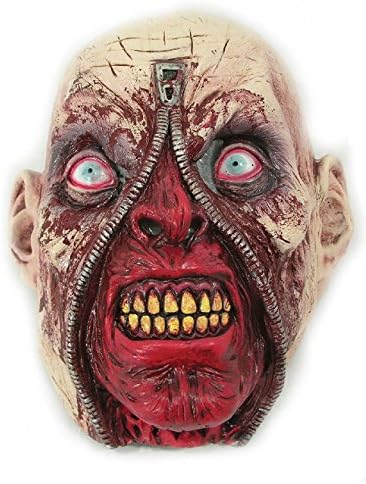 Decaying Zipper Face Rotting Zombie Head Latex Mask Halloween Horror Accessory