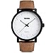 Mens Unique Analog Quartz Waterproof Business Casual Leather Band Dress Wrist Watch with Simple Fashion Classic White Time Mark Design, Key Scrath Resitant Face, 98FT 30M Water Resistant - White