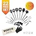 Golden Chef - Premium 22-PIECE Stainless Steel & Silicone Cooking Utensils Home Kitchen Tools And Gadgets Set - Includes Measuring Cups, Spoons, And Free Silicone Glove