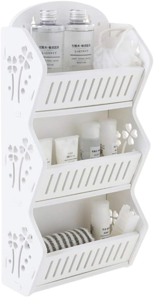TZAMLI WPC Board Over The Bathroom Shower Door Caddy, Hanging Storage Organizer Center with Built-in Hooks and Baskets for Stall/Tub, Holds Shampoo, Body Wash, Loofahs, Razors (White, 3 Tier)