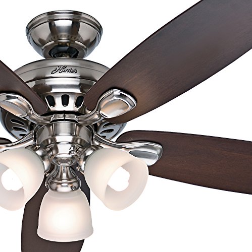 Factory-reconditioned 52-inch Brushed Nickel Finish Ceiling Fan with Clear Frosted Glass Light Kit- Remote Control Included