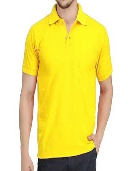 Buy Collar Tshirt for Female Yellow at Amazon.in