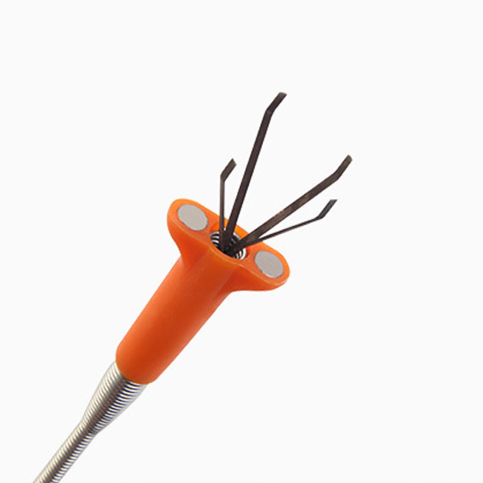 Baluue 1pc Claw Drain Cleaner Tool Flexible Dredging Stick for Hair Clog Removal Durable Spring Design with Magnetic Bottom for Kitchen and Bathroom Cleaning Orange