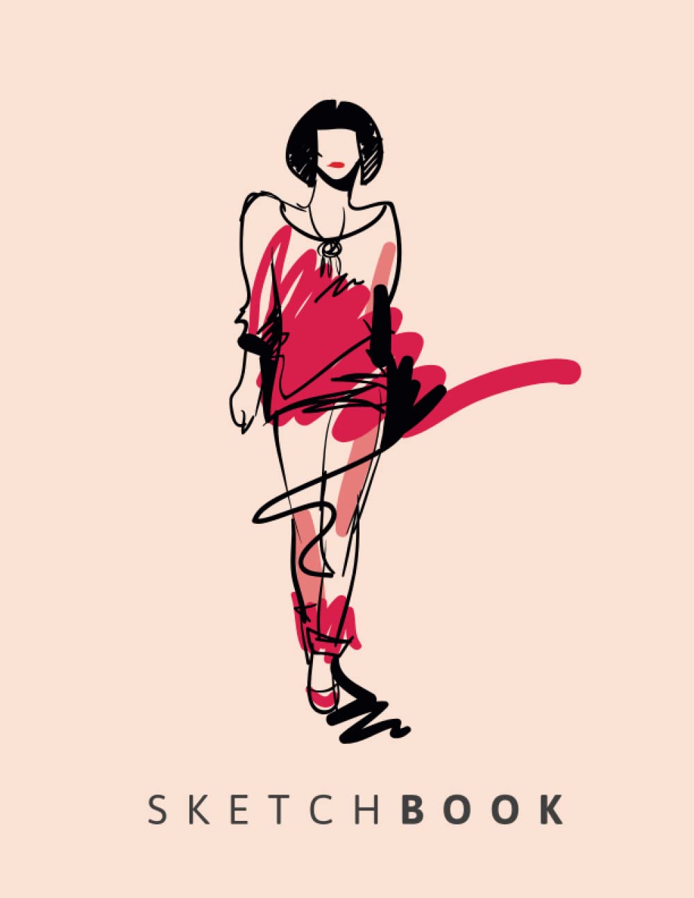 Sketchbook: Fashion Moda Design Background, Large Blank Sketchbook For Girls, 120 Pages, 8.5" x 11", For Drawing, Sketching & Crayon Coloring