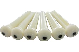 Metallor Guitar Bridge Pins String Pegs for Acoustic Guitar Parts Replacement Set of 6 Pieces Invory with Black Dot.