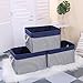 TcaFmac Storage Bins for Organization - Large 3 Pack Canvas Storage Basket for Shelves with Handles, Collapsible Baskets for Organizing for Closet Dog Laundry Bathroom (White & Navy 16x12x8 inch)