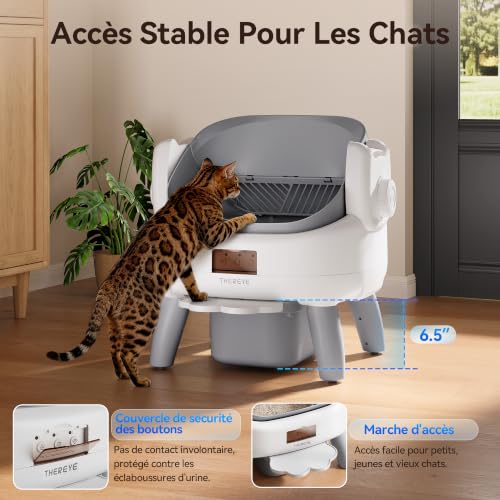 Thereye Self-Cleaning Automatic Cat Litter, 10 L, 11 Anti-Pinch Sensors, WiFi 2.4GHz App, Triple Anti-Odour, Access On, Silent <35dB