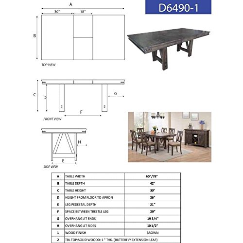 Kings Brand Furniture Brown Wood Rectangle Dining Room Table & 6 Chairs
