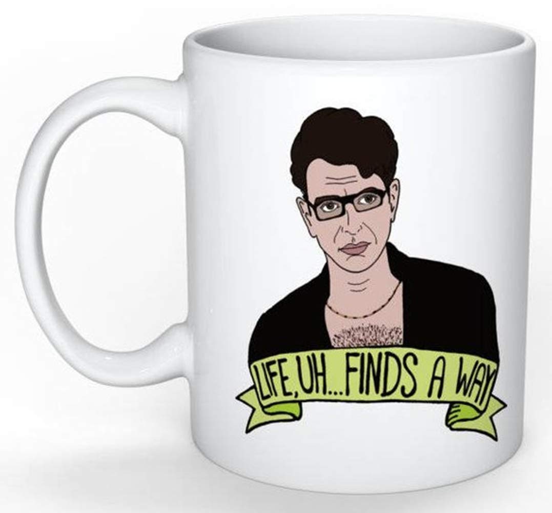 SkyLine902 - Jurassic Park Mug (Jeff Goldblum, 90s Nostalgia Gift, Dinosaur, Movie, Stephen Spielberg), 11oz Ceramic Coffee Novelty Mug/Cup, Gift-wrap Available