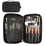 Professional Cosmetic Case Makeup Brush Organizer Makeup Artist Case with Belt Strap Holder Multi functional Cosmetic Bag Makeup Handbag for Travel & Home Gift (Black)
