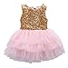 Kids Girls Princess Party Rose Flower Lace Ruffled Layered Tutu Skirt Dress 2-7y (5-6 Years, Golden)