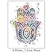 Meditation Zen Wall Art Prints - Unframed Set Of 4 - Buddha, Yin Yang, Om And Hamsa Fatima Hand - Chic Home Decor - Great Gift For Yoga Fans – Ready Frame (8x10) Watercolor Photos