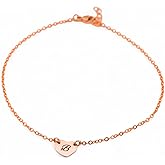 HotMixCold Custom Heart Charm Anklet, Lovely Personalized Initial Jewelry