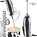 Turbo Milk Frother and Frappe Maker with SUPER POWERFUL motor for Bulletproof Coffee Drinks Protein Shakes Matcha Tea Cappuccino Frappucino and More by The Brewologist (Chrome, Handheld electric)