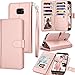 Tekcoo For Galaxy S7 Edge Case / S7 Edge Wallet Case, Cash Credit Card Slots Holder Purse Carrying PU Leather Folio Flip Cover [Detachable Magnetic Hard Case] Kickstand For Samsung S7 Edge - Rose Gold