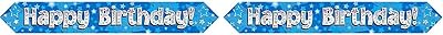 OakTree 9ft Happy Birthday Blue Foil Holographic Banner Pack of 2