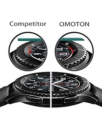 OMOTON [3 unidades] Protector de pantalla de vidrio templado de cobertura total para Samsung Gear S3 con [dureza de 9H] [cristal transparente] [resistente a rayones]