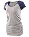 Jezero Maternity Baseball Crew Neck Tops Flattering Side Ruching Pregnancy T-Shirt