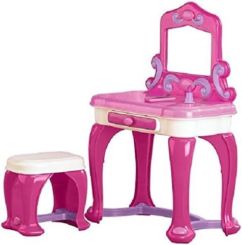 Kids,Toddlers Small Vanity Set w 15 Accessories, Stool, Mirror, and Storage