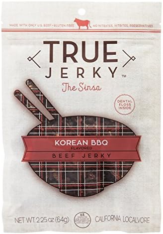 True Jerky Beef Jerky, Korean Flavored Barbeque, The Sinsa, Gluten Free, No Preservatives, 2.25 Ounce (5 Pack)