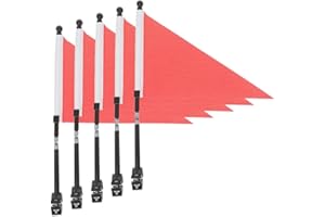 CLISPEED 5 Sets Bike Safety Flag with Pole Bike Trailer Safety Flag with Bicycle Mounting Bracket Height Visibility