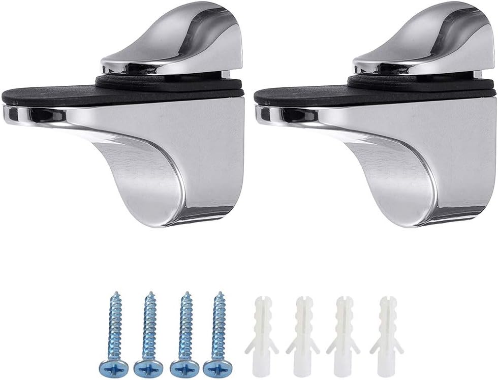 JUNH 2 Pieces Adjustable Wood/Glass Shelf Supports Polished Chrome