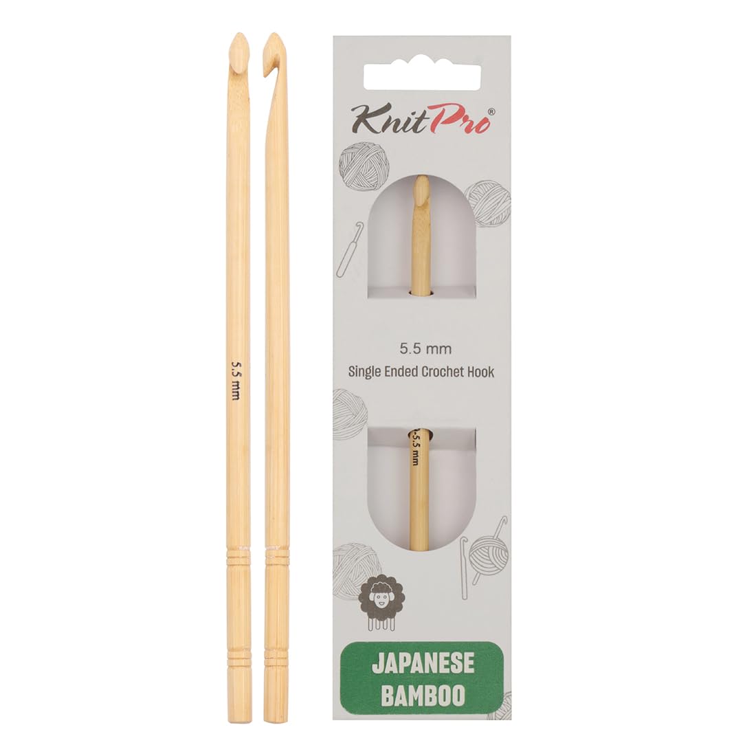 KnitPro Bamboo Single Ended Crochet Hook | 5.50mm