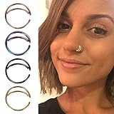 Tunsun 1PC Stainless Steel Moon Nose Ring Hoop Indian Nose Ring Septum Ring Nose Jewelry Nose Piercing Small Nose Hoop
