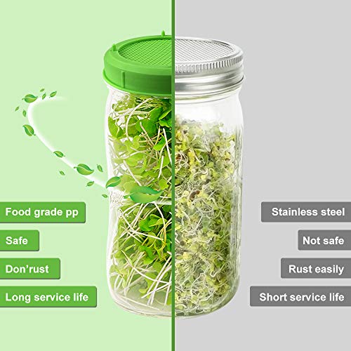 Picowe 8 Pack Plastic Sprouting Lids, Sprouting Jar Strainer Lid, for 86mm Wide Mouth Mason Jars, Canning Jars, Suit for Grow Bean Sprouts, Alfalfa, Salad Sprouts etc. - Thumbnail 5