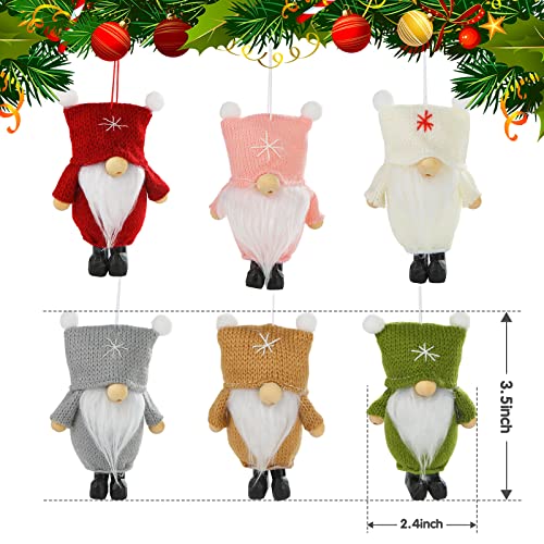 1Tomte Christmas Hanging Gnomes Ornaments, 6 PCS Handmade Swedish Tomte Decorations Plush Scandinavian Santa Elf Hanging Dolls for Christmas Holiday Party Decorations