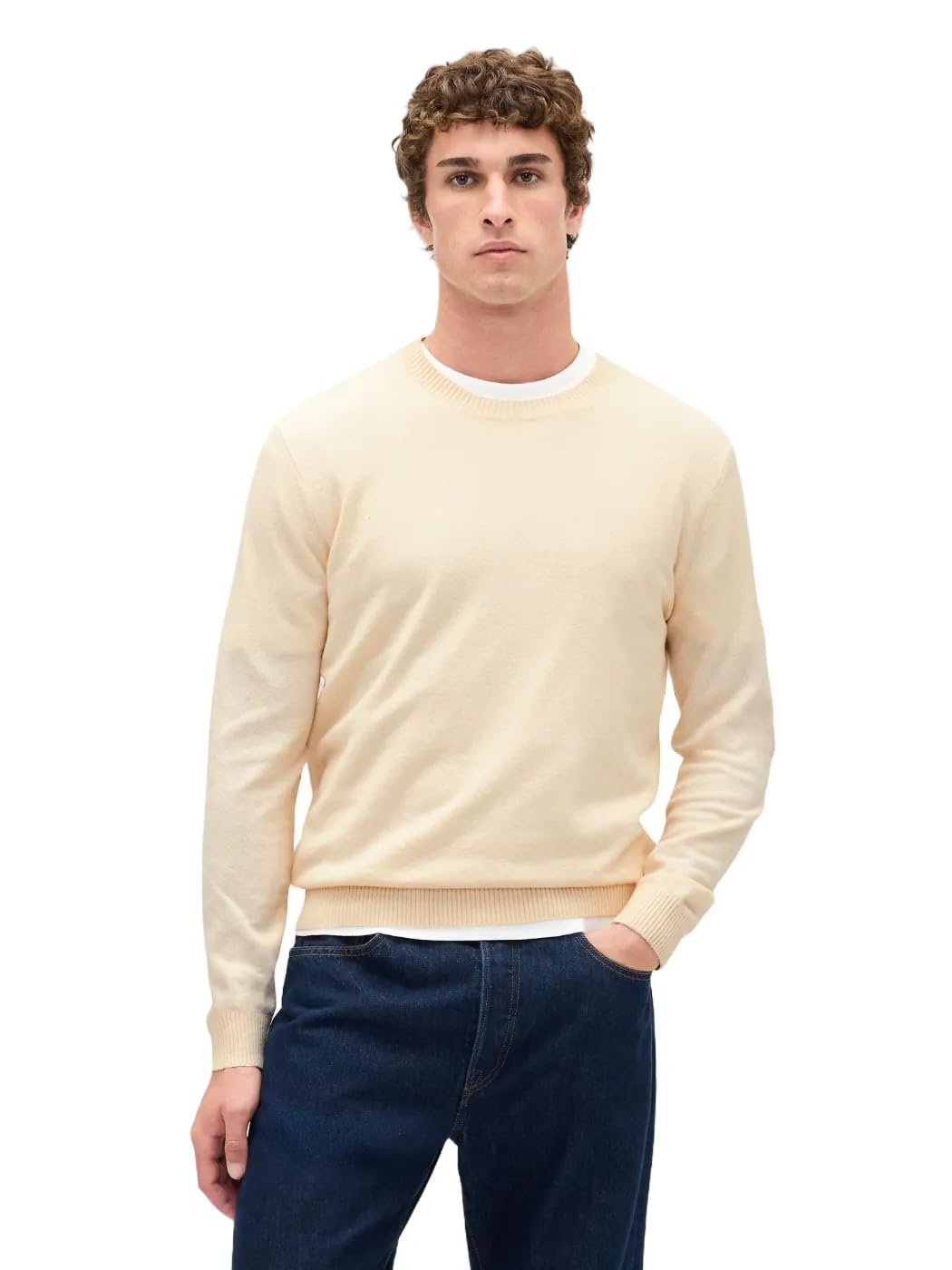 GAP Mens Cashsoft Crewneck Sweater Cream, Medium