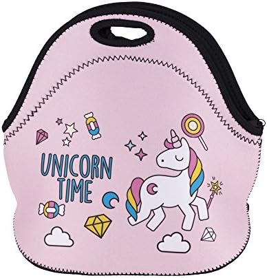 Chase Fans Kids Animal pattern Soft Friendly Insulated Lunch box Food Bag Neoprene Gourmet Handbag lunchbox Cooler warm Pouch Tote bag For School work (Unicorn Time)