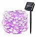 Icicle Solar Powered String Light, 26ft 120LED Flexible Copper Wire Indoor/Outdoor Waterproof Decorative Light for Patio, Path, Lawn, Garden, Balcony, Yard, Fence，Halloween Decorations(Purple) primary
