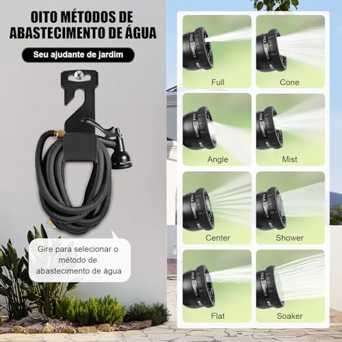 30 m Mangueira de Jardim Retrátil com Pulverizador de 8 Bicos Funcionais, mangueiras de água leves à prova, Mangueira Lava Rápido Carro Expansível Flexível, Mangueira Magica
