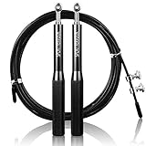 SPORT FERVOUR Speed Jump Rope with Anti Slip Handles-Adjustable-Speed Ball Bearing-High Speed Jump Rope for Boxing,Workout,MMA Fitness Training (Black)