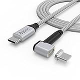 Magnetic USB C Cable for Macbook Pro, Basevs 4.3A 87W Type C to Type C Braided Nylon Cord for MacBook (Pro), Samsung S8, Dell XPS, and Other USB C Devices(6.6FT-Sliver)