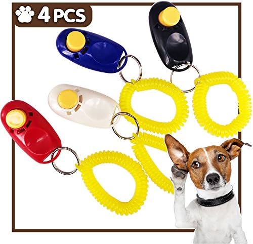 iNeith Dog Pet Training Clickers with Wrist Strap Big Button Reinforced for Training Dogs Cat Horses Black Red Blue White Pack of 4