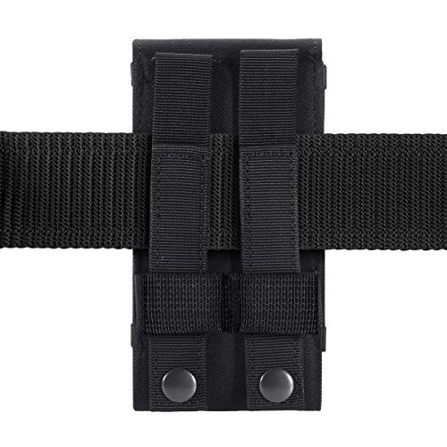 LefRight Camo Tactical Molle Vertical Waist Belt Large Pouch Bag Holster Cover Pull Tab Compatible with Samsung Galaxy S9 iPhone XR 7 Plus (Black)