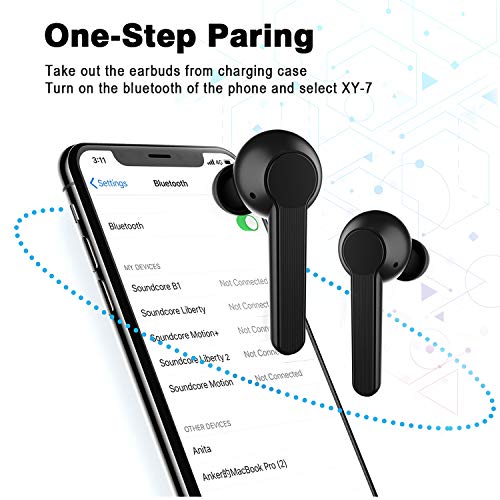 SPRITREE Bluetooth Earbuds TWS Stereo Wireless Earbuds with Charging Case Bluetooth 5.0 Earbuds with Noise Cancellation Mic, Touch Control, 40Hours Playback for iPhone and Android