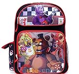 Five Nights at Freddys Large Backpack 16in Boys School Book Bag -Black Red