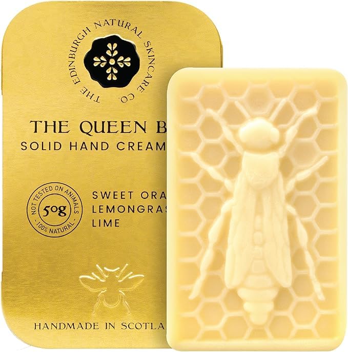 Queen Bee Hand Cream Bar – 100% Natural Moisturiser for Very Dry Hands | With Beeswax, Cocoa Butter & Coconut Oil | Long-Lasting, Travel-Friendly, Cruelty-Free, Ideal for Gifting | 50g